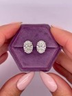 Lab Created Oval Cut Diamond Solitaire Stud Earrings 14k White Gold Plated 4 Ct