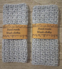 Crochet Handmade Spa Bath Wash Cloth Cotton Facial Reusable Blue Shell 2pc