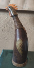 Vintage Italian Decanter Leather Covered Bottle Tooled Chicken Rooster 13  Bird