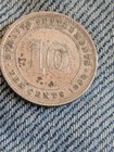 Straits Settlements 1896 Silver 10 Cents Vf Victoria