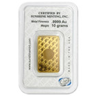 10 Gram Sunshine Mint  9999 Fine Gold Bar In Assay Mint Mark Si