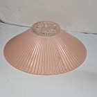 Vtg Art Deco Pink Pleated Glass Hanging Ceiling Fixture Light Shade Cover 10 5 
