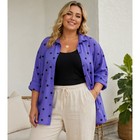 Oversized Purple Polka Dot Shirt Women 3 4 Sleeve Blouse Retro Vintage Casual L