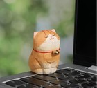 Handcrafted Wooden Orange Cat Figurine     2 2  Small Carved Ginger Cat Statue    