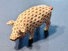Herend Rust Fishnet Porcelain Pig Figurine- Hungary 24k Gold Accents