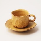 Takumi Kiln-changed Coffee Cup   Saucer  Kizeto Yellow Seto