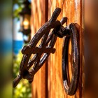 Cast Iron Ships Wheel Door Knocker Nautical Pirate Rustic Brown Home Decor