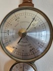 Vintage Mcm Airguide Mahogany   Brass Banjo Style Wall Barometer Weather Station