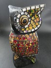 Mosaic Carnival Kaleidoscope Colored Glass On Wood Owl Figurine Mcm Retro Whimsy