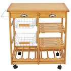 Rolling Wood Kitchen Island Trolley Cart Dining Storage Drawers Stand Durable