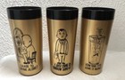 Mid Century Tumblers Bar Cart Cocktails Black Gold Funny Jokes Comedy Lot Of 5