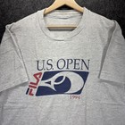 1994 Us Open Fila T-shirt Gray Short Sleeve Tennis Cotton Single Stitch 22 5x28