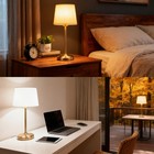 Cordless Table Lamp Gold Rechargeable Touch Dimmer Led Desk Light 4000mah