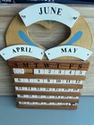 Vintage Hand Painted Wood Perpetual Calendar W country Seasonal Plates 