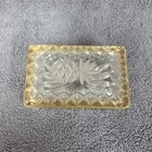 Vintage French Cut Lead Crystal Brass Vanity Jewelry Trinket Casket Box Hand Cut