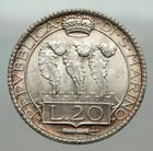 1931 R San Marino Italy Ostrich Feathers Old Silver Vintage 20 Lire Coin I84958