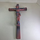 Vintage 15  Resin Crucifix Wall Cross     Pink   Blue Gradient Jesus Figure  Inri