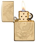 Zippo 49024  Asian Tiger   Dragon Yin   Yang Design  High Polish Brass  Lighter
