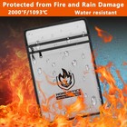 Fireproof Document Bag 15x11 Inch Waterproof Money Two Pockets Organizer Gray