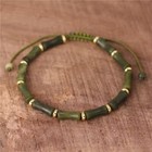 Green Jade Tube Beads Braided Dainty Healing Reiki Handmade Boho Bracelet Gift