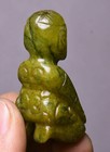 4cm Rare Old Chinese Hetian Jade Carving Dynasty Palace People Kneel Statue