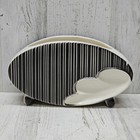 Vintage Art Deco Royal Copley Riddle Vase Planter Black   White Oval Footed Rare