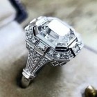 Elegant 925 Sterling Silver White Topaz Charms Wedding Engagement Ring Size 9