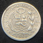 1910 Peru 1 2 Dinero Silver World Coin 