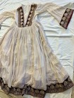 Vintage Hand Embroidered Cultural Folk Dress Metallic Dot Velvet Trim Ethnic