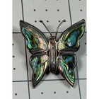 Vintage Taxco Mexico Sterling Silver 925 Abalone Shell Butterfly Brooch Pin