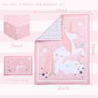 Crib Bedding Set For Girls - Pink Baby Nursery Sets 3 Pieces Quilt Comforter Fit