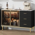  Buffet Sideboard Cabinet With Storage  46 4  Large Fluted Kitchen Black
