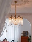 Brass Crystal Chandelier Vintage Pendant Light Adjustable Chain Butterfly Lamp