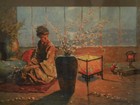 Art-o g l   initials  Geisha Girl In Kimono Lithograph print  Signed-very Rare