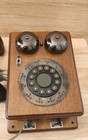 Vintage Oak Wooden  Electric - Rotary Dial - Wall Telephone 