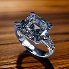 Moissanite Solitaire Engagement Ring 3 50 Carat Asscher Cut Solid 14k White Gold