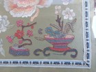 Antique Chinese Silk Embroidery Panel Forbidden Stitch Floral Gold Metal Frame