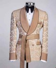 New Jacquard Suits For Men Jacket With Belt Shawl Lapel Blazer For Wedding Party