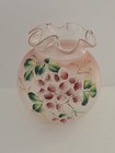 Antique 1850-1880s Hand Blown Rose Bowl Hand Painted Enamel Flower Vase