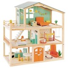 Large Wooden Dollhouse For Girls With 32 Pcs Furniture Accessories  3-story 
