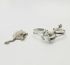 Fun Vintage Sterling Silver Leaping Frog Cuff Bracelet And Pendant Set