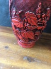 Vintage Pair Red Hand Carved Cinnabar Baluster Flower Vases Vase Floral