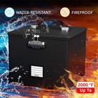 Fireproof File Storage Box With Lock  Waterproof Document Organizer With Handle