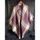 Womens Oversized Plaid Blanket Scarf Multicolor Tartan Woven Frayed Wrap Shawl