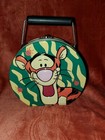 Vintage Disney Winnie The Pooh Tigger Metal Tin Round Green Lunch Box Tote