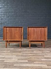 Svend Madsen For Falster Teak Tambour Door Nightstands Pair Mid Century Danish