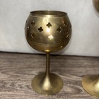Vintage Solid Brass Candle Holders Set Of 3 Tiered Cutout Made In India