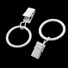 Metal Window Curtain Rings Hanging Hooks White 25mm Inner Diameter 4pcs