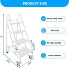 661lbs Rolling Ladder  4 Steps Ladder With Wheels Non-slip Rolling Steps White