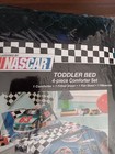 Nascar 4 Piece Toddler Bed Set Comforter Fitted Sheet  Flat Sheet  Pillow Case